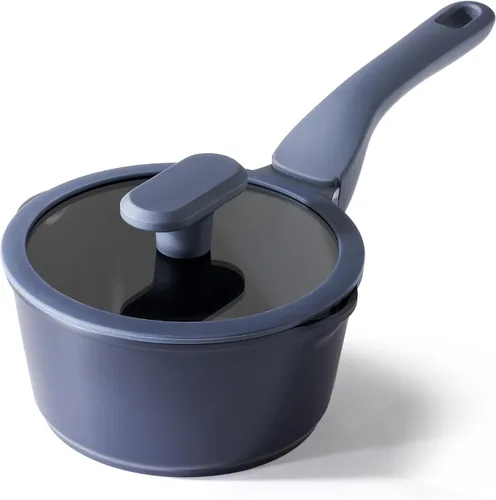 Vista 14 de PRICUSIS Cacerola antiadherente de cerámica con tapa, olla no tóxica de 1.2 cuartos de galón con boquillas de vertido, totalmente revestida, 100%