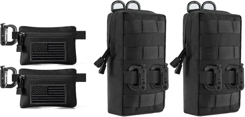 Paquete de 2 bolsas tácticas compactas EDC y 2 unidades militares pequeñas bolsa de utilidad bolsa de accesorios organizador bolsa monedero