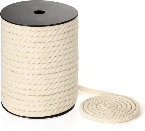 Vista 18 de Cordón de macramé de 0.079 pulgadas x 656 yardas, cuerda de macramé 100% algodón natural, cuerda de algodón trenzado de 3 hebras para colgar plantas