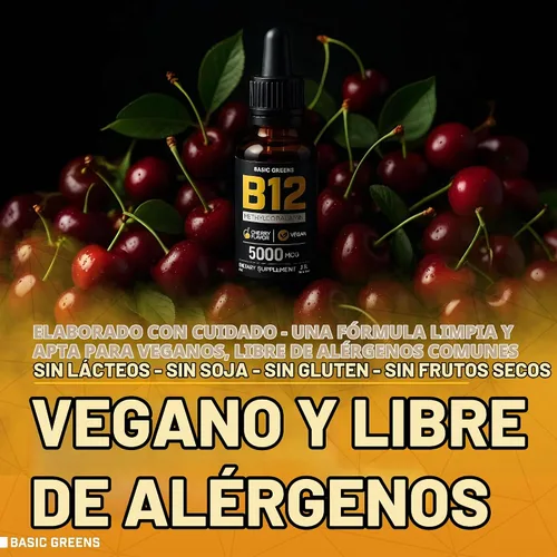 Vista 9 de B12 Liquid Drops Sublingual 5000 mcg Metilcobalamina, cereza vegana 2 Fl Oz