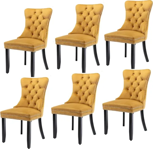 Vista 192 de Juego de 2 sillas de comedor modernas para sala de estar, cocina, patas de madera maciza, cojín acolchado de tela de lino, asiento y respaldo