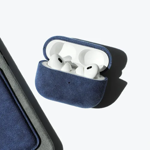 Vista 3 de ALMA Funda Alcantara para AirPods Pro, AirPods Pro de 2ª generación (Gen 2, marrón)