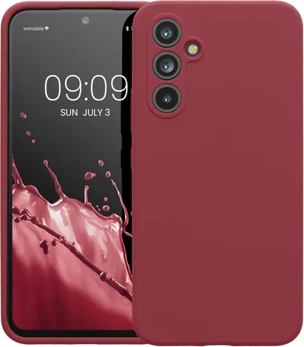Vista 5 de kwmobile Funda compatible con Samsung Galaxy A54 5G - Funda delgada de silicona TPU - Acabado suave al tacto - Rojo ruibarbo