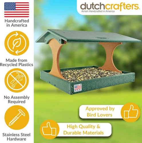 Vista 3 de DutchCrafters Amish - Soporte de poste de comedero para pájaros de polietileno extra grande hecho en EE. UU. para 4 x 4 pulgadas, bandeja cubierta