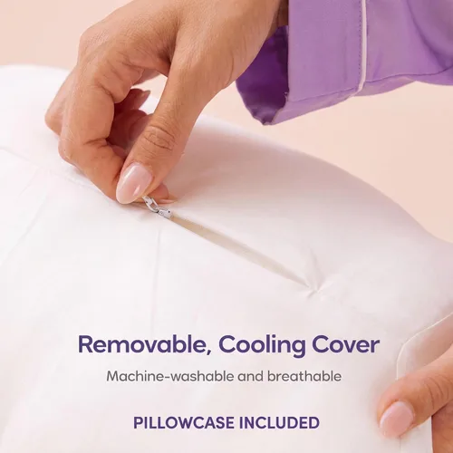Vista 15 de Cloud - Almohada cervical ergonómica, espuma viscoelástica para Contorno de felpa suave para dormir de lado y de espalda, funda CleanWeave lavable
