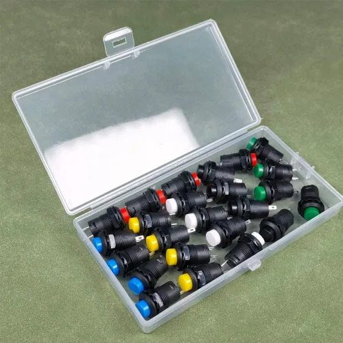 Vista 2 de Gebildet 24 interruptores de botón con pestillo de 0.472 pulgadas SPST ON/OFF AC 250V/1.5A 125V/3A, mini interruptor basculante redondo