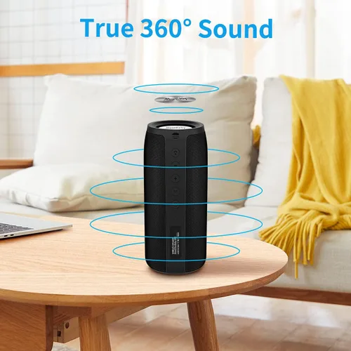 Vista 2 de Altavoz Bluetooth, altavoces Bluetooth MusiBaby M88, altavoz inalámbrico, altavoces Bluetooth inalámbricos, doble emparejamiento, Bluetooth 5.0