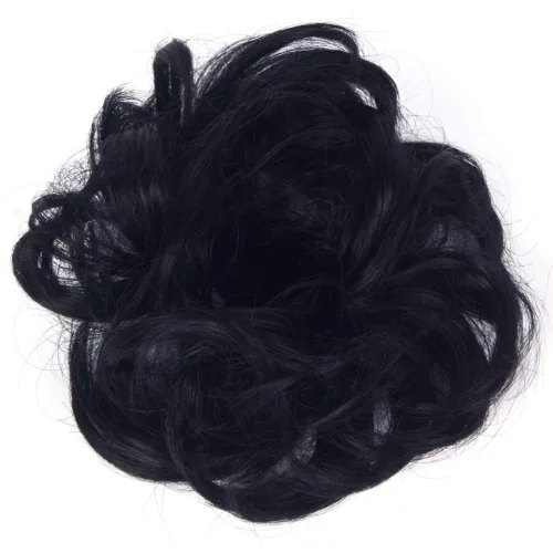Vista 3 de Extensiones de cabello desordenado, coleta, peinado recogido, Moño, Negro
