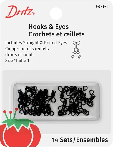 Vista 7 de Dritz Cierres de gancho y ojal, 14 unidades, tamaño 0, negro