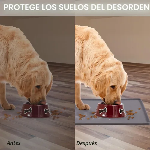 Vista 7 de MateeyLife Tapete de Silicona para Comida de Gatos y Perros para Pisos Impermeable, Tapetes Antideslizantes para Tazones de Perros para Comida