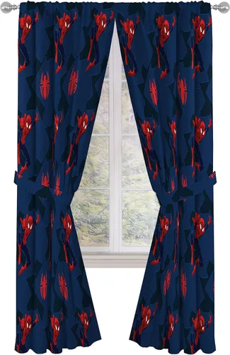 Vista 9 de Jay Franco Marvel Spiderman Classic Saving The Day - Juego de 4 cortinas decorativas de 63 pulgadas (2 paneles, 2 alzapaños)