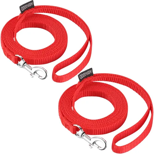 Vista 18 de AMAGOOD 6 pies de correas para cachorros/perros, correa de estilo tradicional resistente con gancho de cuello fácil de usar, correa para perros Negro