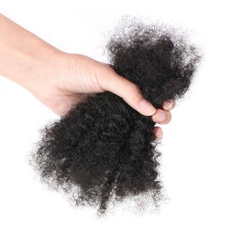Vista 2 de Cabello humano afro rizado a granel de 8-28 pulgadas afro rizado a granel 100% cabello humano para extensiones de rastas reparar loc hacer trenzas 1