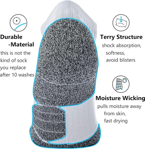 Vista 34 de CWVLC - Calcetines deportivos, hasta el tobillo, de compresión, acolchados, unisex, paquete variado