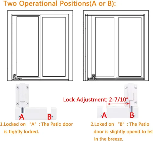 Vista 2 de HauSun - Cerradura de seguridad para puerta corredera de patio, accionable con el pie, se adapta al riel superior de la puerta de patio a prueba