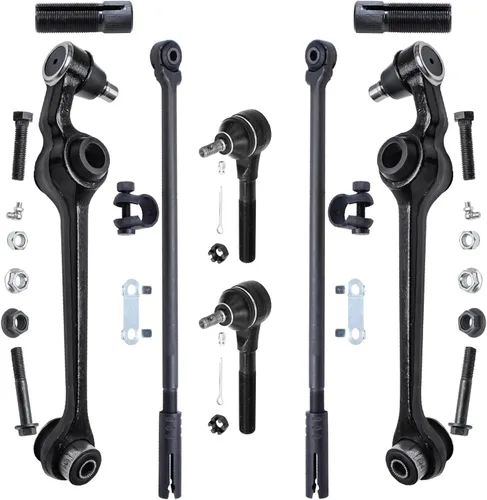 Vista 217 de Detroit Axle - Kit de ocho piezas - brazos de control de suspensión inferior delantero y trasero con juntas de bolas, extremos de barras