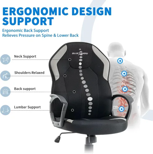 Vista 3 de Vigosit Ergonomic Mesh Gaming Chair for Adults, Breathable High Back Computer Desk Seat with Lumbar Support, Swivel Video Game Furniture for Long