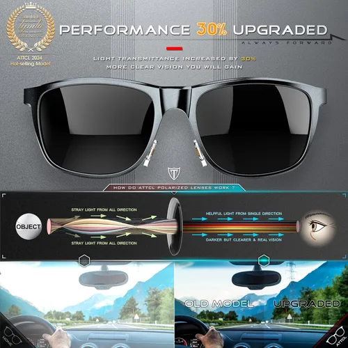 Vista 3 de ATTCL - Lentes de sol polarizados con marco de metal retro para hombre