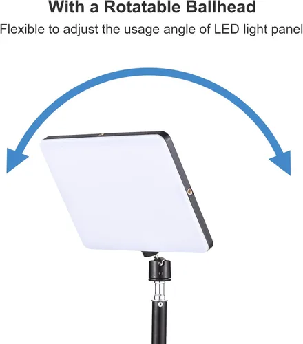 Vista 7 de Andoer Kit de luz de video LED de 45 W, panel de luz de relleno de fotografía de 2800 K-6500 K, brillo ajustable Ra96+ con soporte de luz