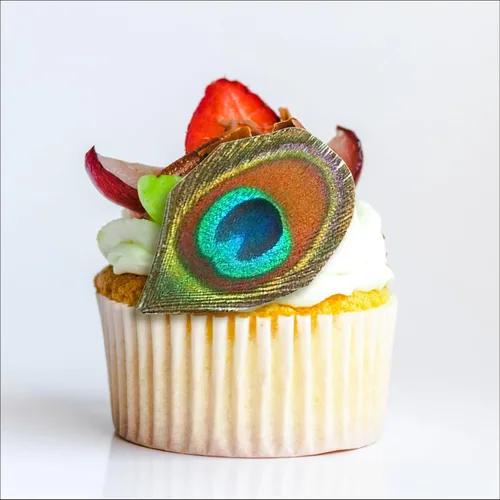 Plumas comestibles de pavo real, juego de 12, decoraciones para tartas, decoración de cupcakes