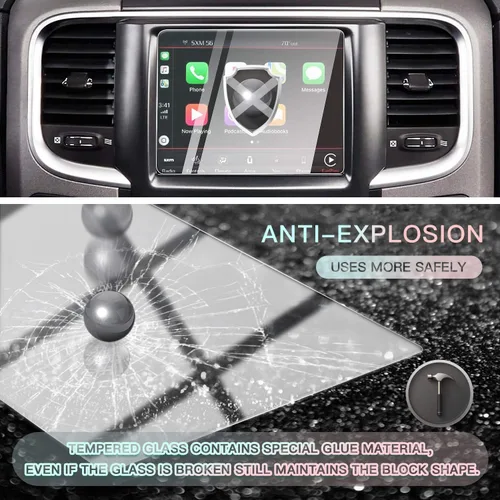 Vista 3 de CDEFG Protector de pantalla de automóvil con control central, protector de pantalla táctil para Dodge RAM 1500/2500/3500 Uconnect 2013-2018, vidrio