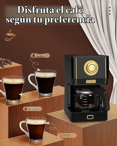 Vista 4 de Amaste Cafetera, cafetera de estilo retro de goteo de 25 onzas con cafetera de vidrio con filtro de café reutilizable y tres modos de preparación