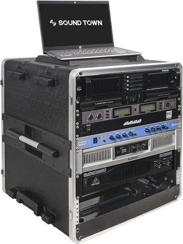 Vista 11 de Sound Town Caja de rack/bolsa de viaje ligera para DJ PA de 4U con construcción de ABS, profundidad de 48 cm y cierres resistentes (STRC-A4U)