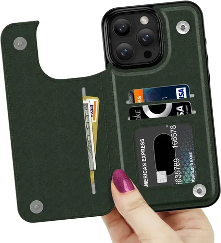 Vista 906 de LETO para iPhone 15 Pro Funda tipo cartera - Tapa tipo folio con patada - Diseños de moda - Tarjetero - Funda protectora para mujeres y niñas - 6.1