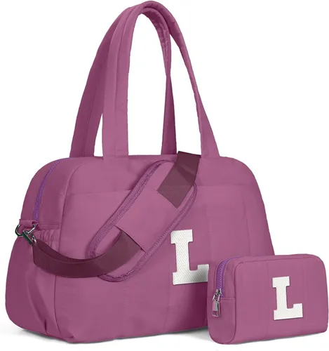 Vista 73 de Bolsa de lona Vogewood, bolsas personalizadas de fin de semana para mujer, bolsas de viaje con estuche de maquillaje, regalos de cumpleaños, Beige