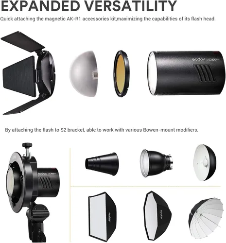 Vista 6 de Godox AD100 Pro AD100Pro Flash de Bolsillo para Exteriores, 100Ws 2.4G TTL 1/8000s, HSS Monolight, 0.01-1.5s Tiempo de Reciclaje, 320 Destellos a