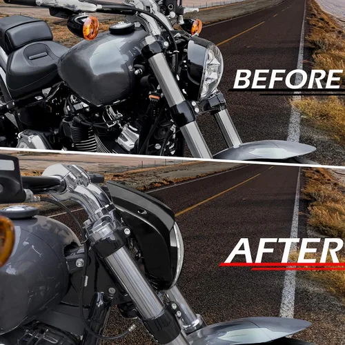 Vista 5 de Cubierta de carenado de faro negro brillante de aluminio para Harley Breakout, kit de cubierta de carenado de aluminio para Harley Davidson Softail