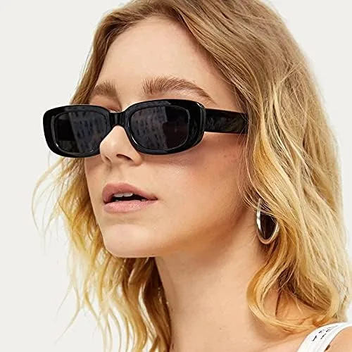 Vista 5 de Gafas de sol rectangulares pequeñas para mujer, gafas de sol retro de moda, protección UV 400, marco cuadrado