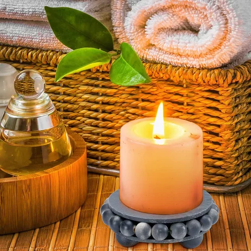 Vista 7 de 2 soportes de pedestal de madera con cuentas para exhibición, soportes redondos de granja, acento decorativo para cafetería, baño, isla de cocina