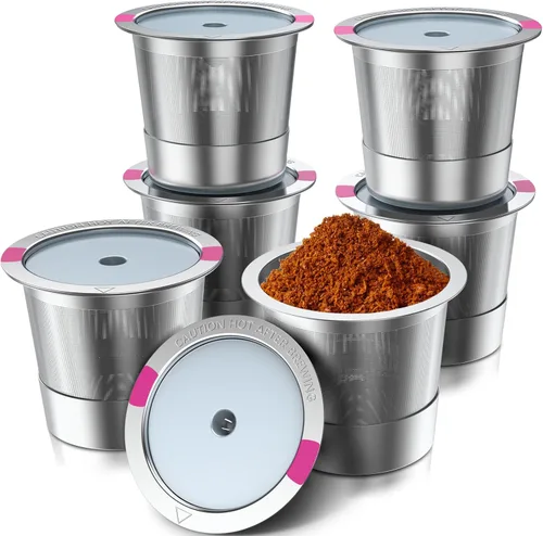 Vista 10 de Tazas reutilizables K Cup para Keurig, cápsulas de café reutilizables K Cup compatibles para cafeteras Keurig 1.0 y 2.0, tazas K de acero inoxidable
