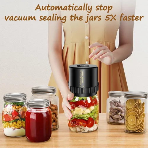 Vista 3 de Sellador al vacío eléctrico de tarros de masón: sellador al vacío para tarros de cristal con un clic de inicio y parada, se utiliza