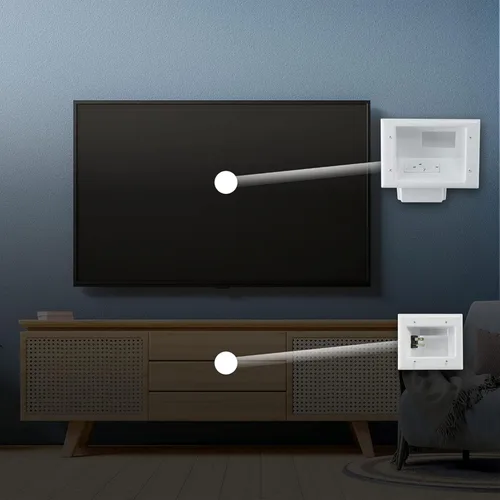 Vista 2 de DATA COMM Electronics 45-0008-BK - Placa de pared empotrada de bajo voltaje para montaje fácil, perfil delgado, se adapta detrás de soportes