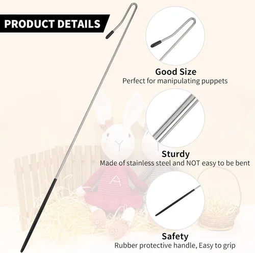 Vista 2 de Títeres de 16 pulgadas Control de brazo 2pcs, accesorios de marionetas de varilla de metal