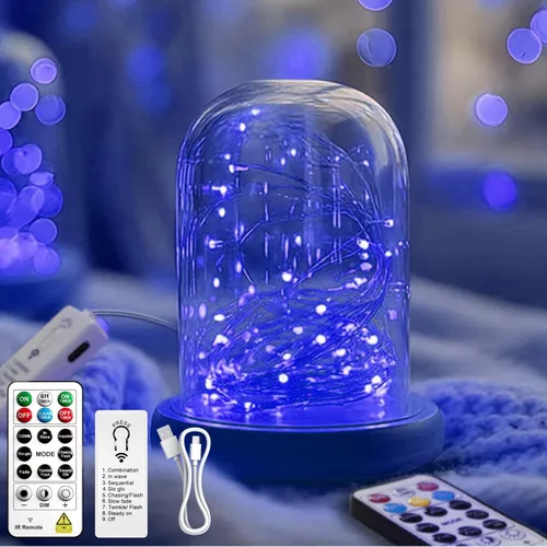 Vista 18 de ZSJWL Paquete de 6 luces de hadas recargables con control remoto y temporizador DIY, 7 pies, 20 luces LED de cadena de batería mini, luces