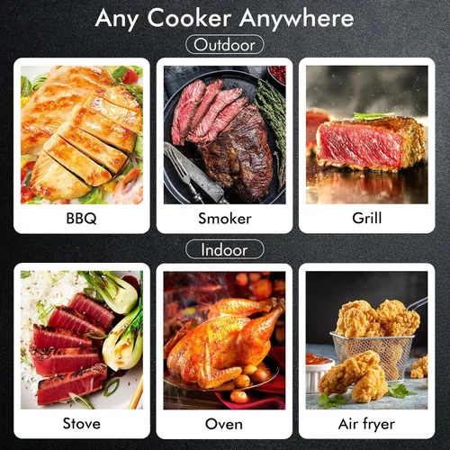 Vista 9 de Termómetro Digital Inalámbrico Inteligente Bluetooth para Carne para Barbacoa, Parrilla, Horno, Ahumador, Termómetro de Cocina de Rango de 500 pies