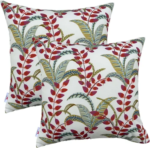 Vista 9 de Paquete de 2 almohadas decorativas impermeables para exteriores e interiores, con relleno, cojines cuadrados de 18 x 18 pulgadas para cama, sofá