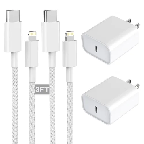 Vista 12 de Cargador rápido para iPhone, 10 pies y 20 W [certificado Apple MFi] USB tipo C, bloque de carga rápida, cargador Lightning para iPhone con cable