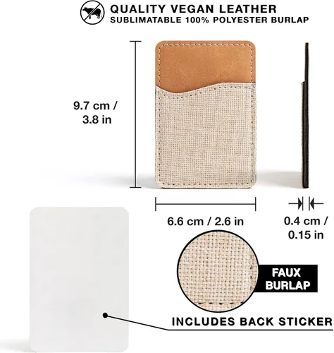 Vista 2 de Sublimation Blanks - Cartera para teléfono – Tarjetero de piel sintética para la parte posterior del teléfono, se pega en iPhone, Android, HTV