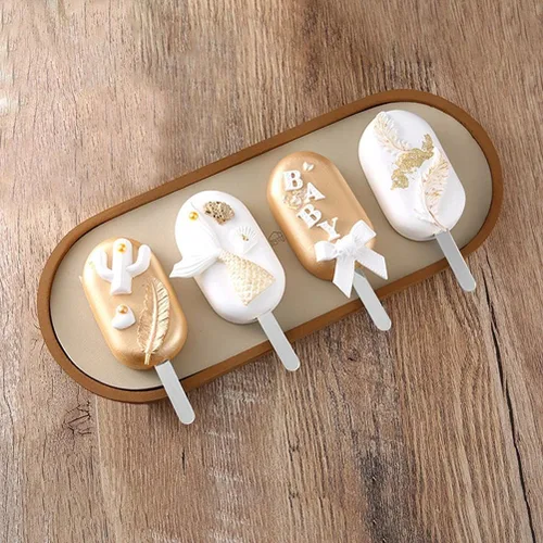 Vista 4 de 50 palitos acrílicos, palitos reutilizables para pasteles con película protectora, para paletas de helado, fiestas y (espejo plateado)
