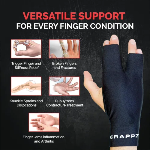 Vista 7 de Grappz Férula flexible para dedos, par de guantes atléticos alternativos con cinta para dedos, protección contra atasco de lesiones y soporte