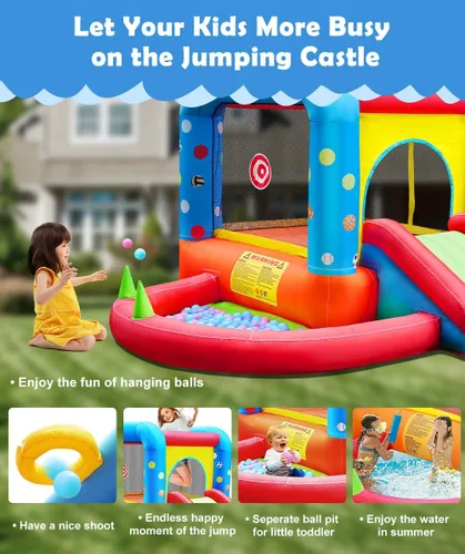 Vista 3 de Step4Fun Castillo inflable para niños, para saltar al aire libre e interior, juguete de puente de agua para el patio trasero del bebé con soplador