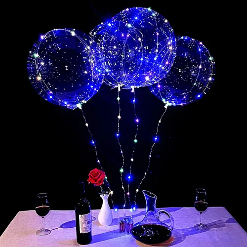 Vista 6 de Globos LED Bobo 10 paquetes, globos de 20 pulgadas con luz estilo helio, globos de burbujas brillantes para suministros de fiesta y decoraciones