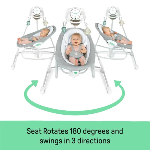Vista 2 de Ingenuity InLighten 2 en 1 Columpio y Mecedora Relajante para Bebé - Asiento Infantil Giratorio con Vibración, Sonidos Relajantes, Luces - Remy