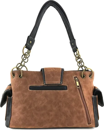 Vista 4 de Justin West Patina Girl - Bolso de mano con hebilla floral de bronce occidental