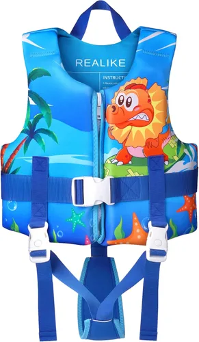 REALIKE Chaleco de Natación para Niños Flotadores para Niños Pequeños Correa de Seguridad Ajustable Ayudas de Natación para Niños Pequeños Niños