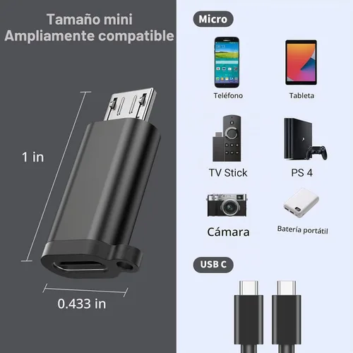 Vista 7 de Paquete de 2 mini adaptadores USB y 3 adaptadores micro USB, conector compatible con carga y sincronización de datos para receptor GPS/cámara